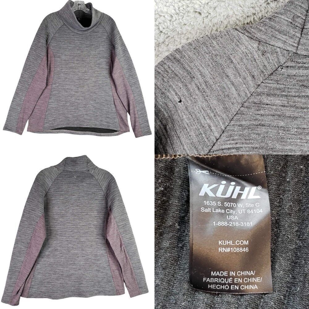 Kuhl Pullover Verena Funnel Neck Gray Red Pullover Women’s Size XL Flaw
